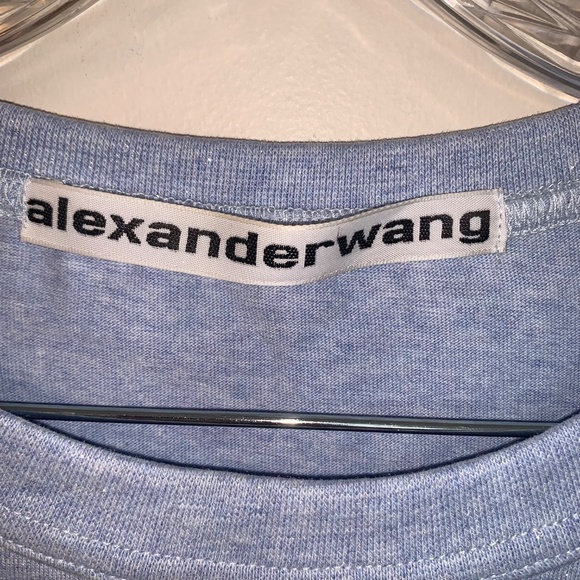 Alexander Wang Glitter Puff Logo T-shirt in Compact-Jersey Blue S - Picture 4 of 15